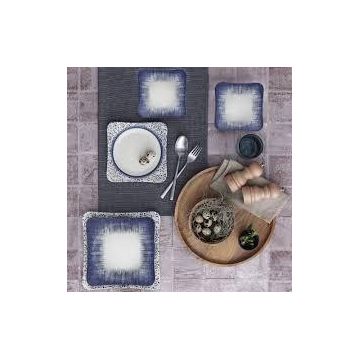 Serviciu de masa, Set 24 piese pentru cina, Portelan, Albastru - Albastru