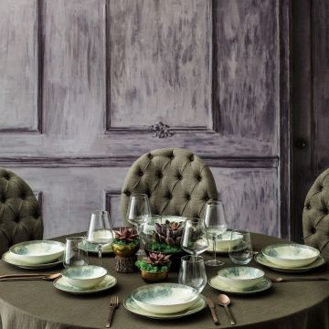 Serviciu de masa, Set 24 piese pentru cina, Portelan, Albastru - Albastru
