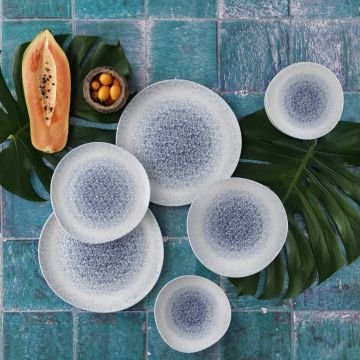 Serviciu de masa, Set 24 piese pentru cina, Portelan, Albastru - Albastru