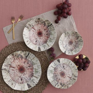 Serviciu de masa, Set 24 piese pentru cina, Portelan, Roz - Roz