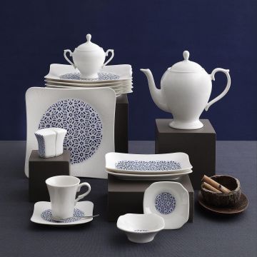Serviciu de masa, Set 36 piese pentru micul dejun,, Portelan, Alb - Alb