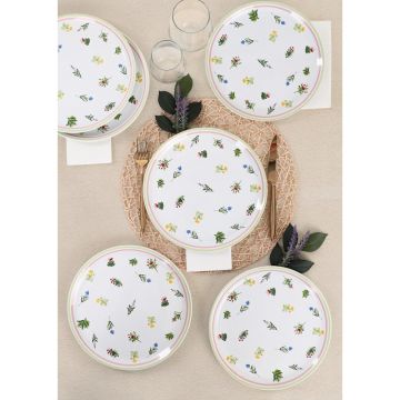 Set 6 Farfurii Holiday Ceramica, Alb, 25 cm - Alb