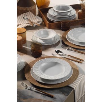Set de cină, Alb, 25x3x25 cm - Alb