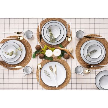 Set de cină, Alb, 25x3x25 cm - Alb