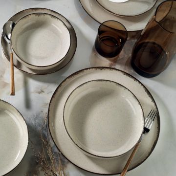 Set de cină, Crem, 27x3x27 cm - Crem