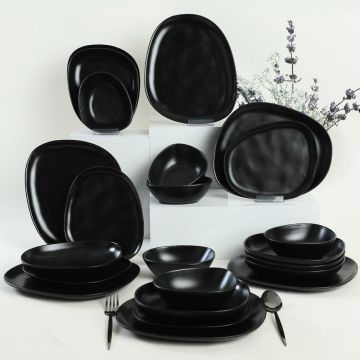 Set de cină din ceramică, Negru, 30 cm - Negru