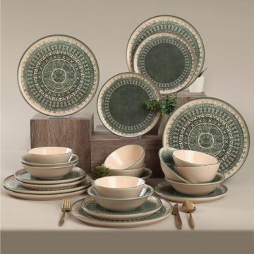 Set de cină din ceramică, Verde - Verde