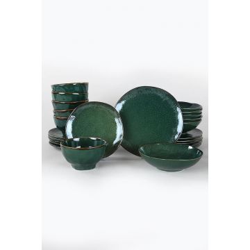Set de cină din ceramică Zumrut  Set 24 piese, Verde inchis, 26 cm - Multicolor