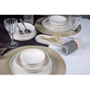 Set de cină Z, Alb, 26x2x26 cm - Alb