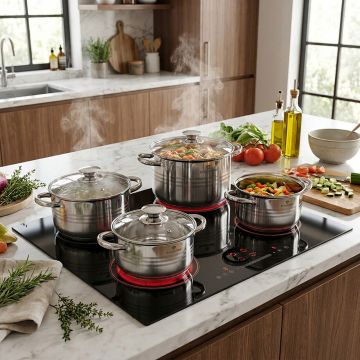 Set de gatit 8 piese, Blaumann, Gourmet, inox, argintiu