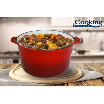 Ceaun din fonta emailata, Cooking by Heinner, 25x14 cm, 5 L, rosu