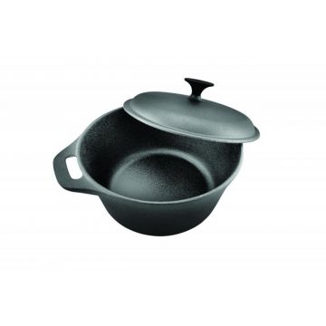 Cratita cu capac Cooking by Heinner, 24x10.8 cm, 3.8 L, fonta, negru