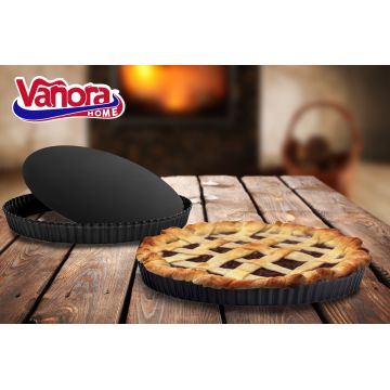 Forma pentru tarta cu baza detasabila, Vanora, 28x3 cm, teflon, negru