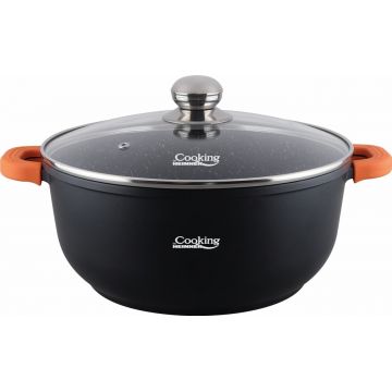Oala cu capac Dark Line, Cooking by Heinner, 13.5 L, aluminiu turnat, negru