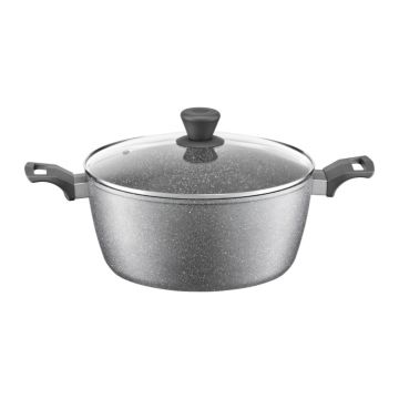Oala cu capac Silverstone, Ambition, 5.7 L, 28 cm, aluminiu, invelis Qualum Stone