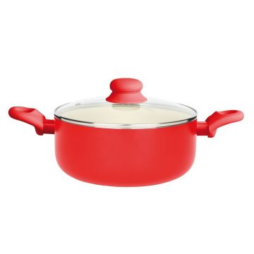 Oala cu invelis ceramic Fusion Fresh, Ambition, 4.5 L, 24 cm, rosu