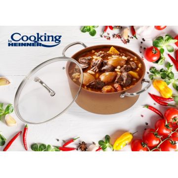 Semioala cu capac Ceramica Do Brazil, Cooking by Heinner, 4.2 L, 24x10.5 cm, aluminiu