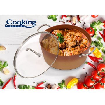 Semioala cu capac Ceramica Do Brazil, Cooking by Heinner, 6 L, 28x12.5 cm, aluminiu