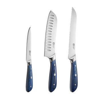 Set 3 cutite, Richardson Sheffield, Scandi, inox, albastru