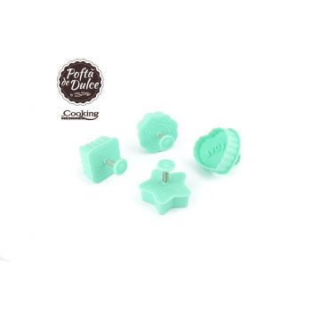 Set 4 forme pentru biscuiti Joy, by Simona Pope, Cooking by Heinner, plastic, turcoaz