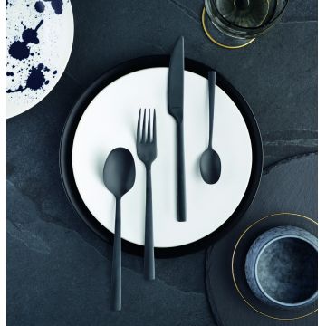 Set tacamuri, 16 piese, Amefa, Manille Vintage Black, inox, negru