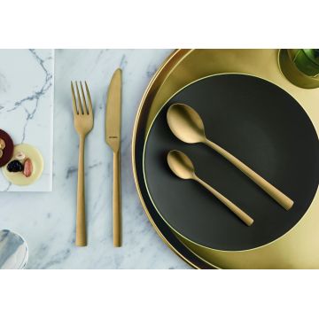 Set tacamuri, 16 piese, Amefa, Manille Vintage Gold, inox, auriu