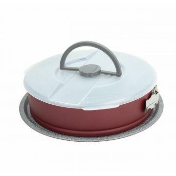 Set tăvi cu capac Take Away, Tognana, 26 cm, oțel carbon și plastic, visiniu / gri