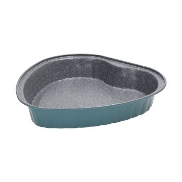 Tava de copt, Tognana, Natlo Vintage, Heart, 24 cm Ø, otel carbon, albastru