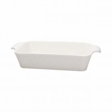 Tava de copt, Tognana, Ornament Copenaghen, 17.5 x 32 cm, portelan, alb