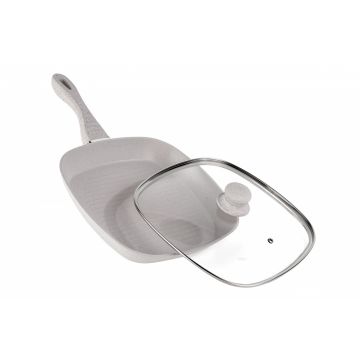 Tigaie grill + capac Mozaik, Cooking by Heinner, 28 x 4 cm, aluminiu, bej