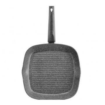 Tigaie grill Loft, Ambition, 28x28 cm, aluminiu forjat, invelis Qualum Basic Stone
