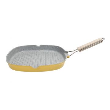 Tigaie grill, Tognana, Natlo Vintage, 28 x 28 cm, aluminiu, galben