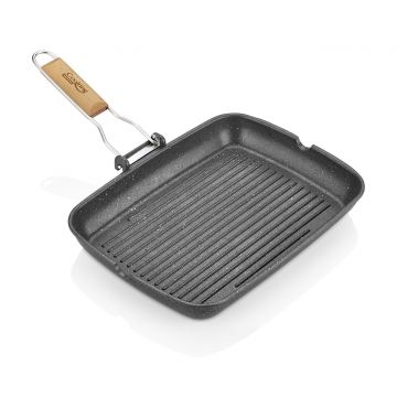 Tigaie grilll cu maner detasabil, Cooking by Heinner, 35 x 25 x 4.5 cm, aluminiu turnat cu invelis non-stick
