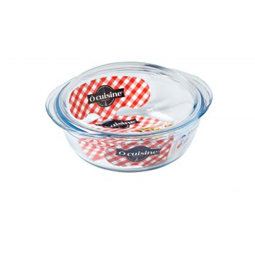 Vas de copt termorezistent cu capac, Ocuisine, 1.6 L, sticla