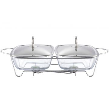 Chafing dish / Vas termorezistent cu incalzitor Helios, Ambition, 5 L, sticla