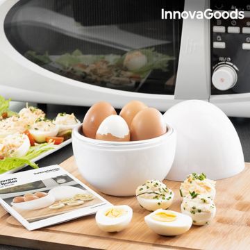 Fierbator de oua pentru cuptorul cu microunde cu carte de retete Boilegg InnovaGoods, 13x16 cm
