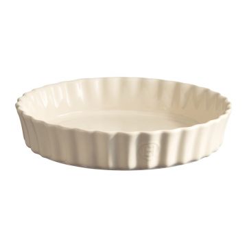Formă din ceramică pentru plăcintă Emile Henry, ⌀ 28 cm, crem