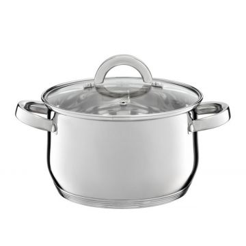 Oala cu capac Berry, Ambition, 18 cm, 2.5 L, inox/sticla temperata
