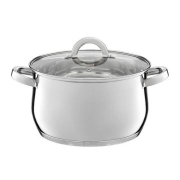 Oala cu capac Berry, Ambition, 22 cm, 4.8 L, inox/sticla temperata