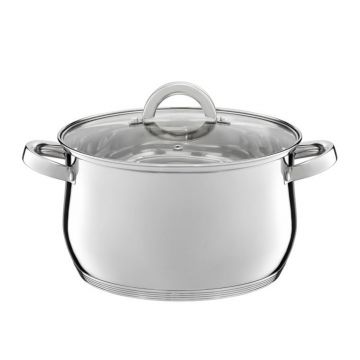 Oala cu capac Berry, Ambition, 24 cm, 6.1 L, inox/sticla temperata