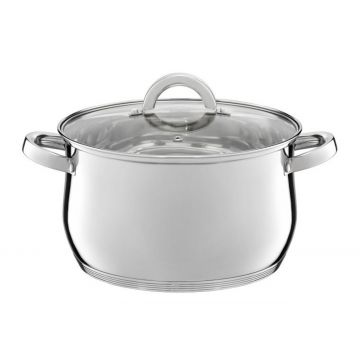 Oala cu capac Berry, Ambition, 26 cm, 8.5 L, inox/sticla temperata