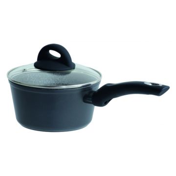 Oala cu capac Granite, Ambition, 16 cm, 1.5 L, aluminiu, negru