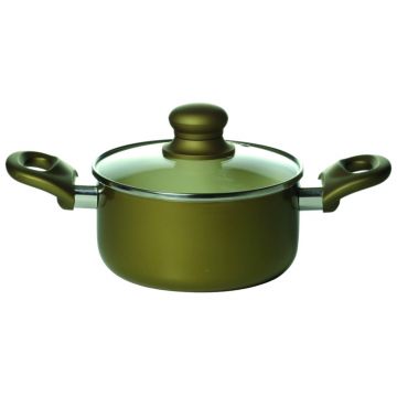 Oala cu capac Spar, 24 cm, 4.5 L, aluminiu, invelis ceramic, auriu