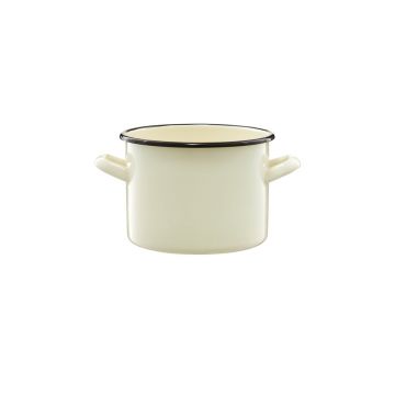 Oala emailata Emalia Olkusz, 2 L, otel carbon, crem