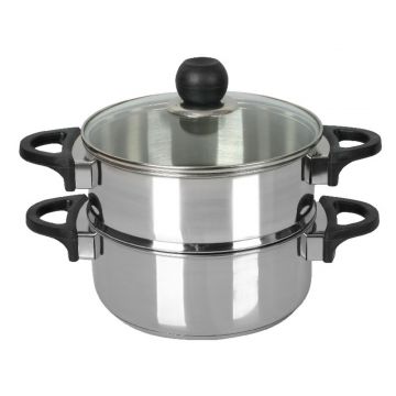 Oala pentru gatit la abur 3 piese, Vikos, Ambition, 1.5 L, 20 cm, inox