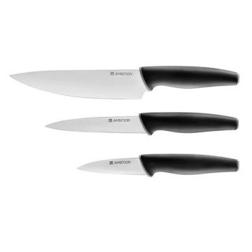 Set cutite 3 piese Aspiro, Ambition, 9 / 13 / 20 cm, inox, negru