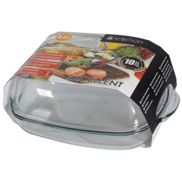 Vas de copt termorezistent cu capac Excellent, Ambition, 8.6 L, sticla