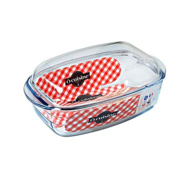 Vas de copt termorezistent cu capac, Ocuisine, 4.6 L, sticla