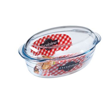 Vas de copt termorezistent cu capac, Ocuisine, 4 L, sticla