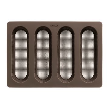 Formă din silicon cu 4 locuri de copt baghete Lékué, maro